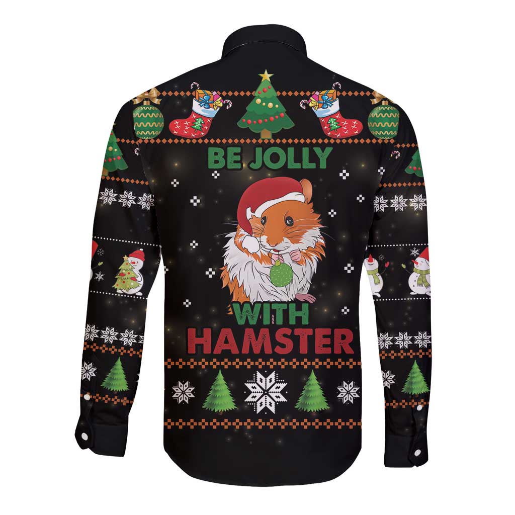Merry Christmas Hamster Be Jolly Long Sleeve Button Shirt DT04 - Wonder Print Shop