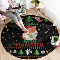 Merry Christmas Hamster Be Jolly Round Carpet