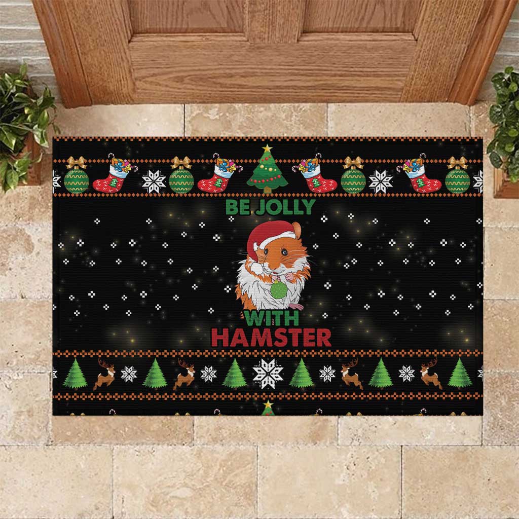 Merry Christmas Hamster Be Jolly Rubber Doormat DT04 - Wonder Print Shop