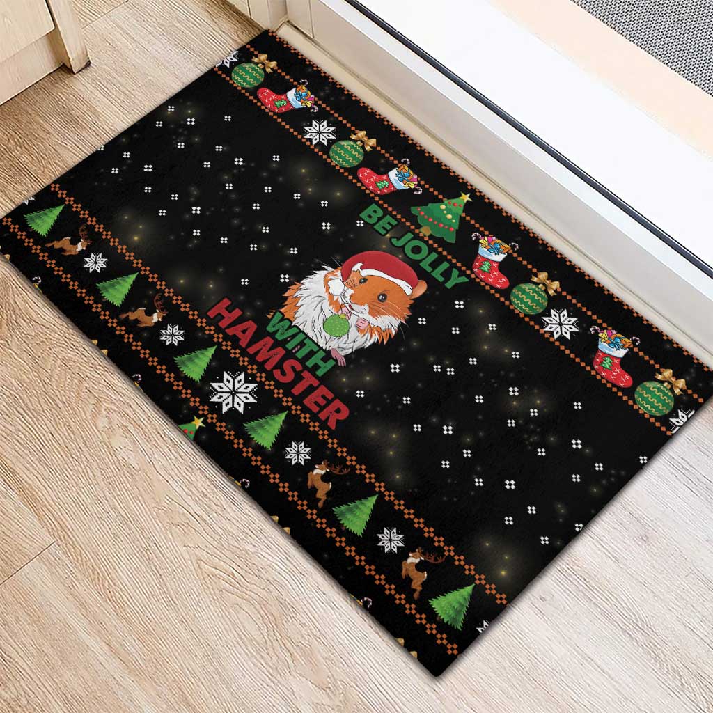Merry Christmas Hamster Be Jolly Rubber Doormat DT04 - Wonder Print Shop