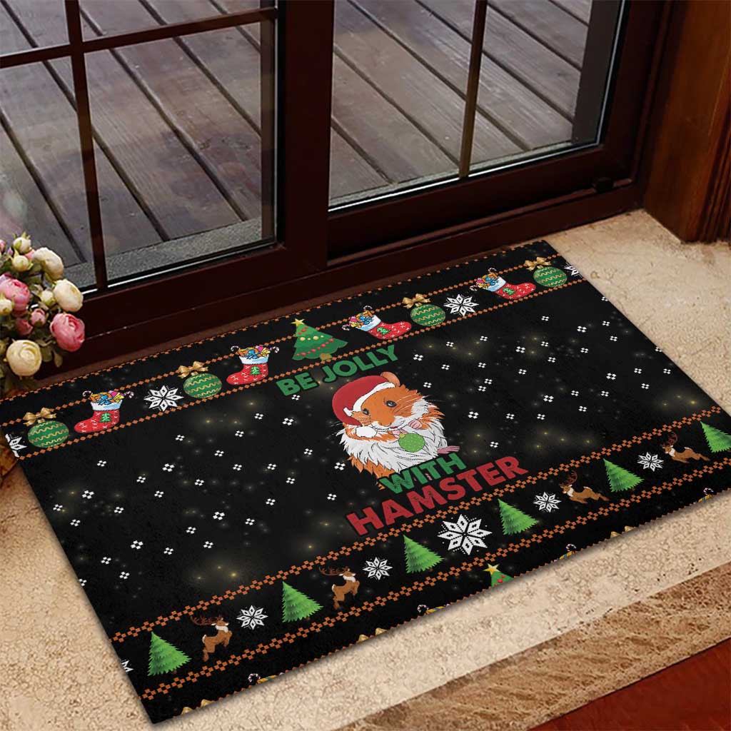 Merry Christmas Hamster Be Jolly Rubber Doormat DT04 - Wonder Print Shop