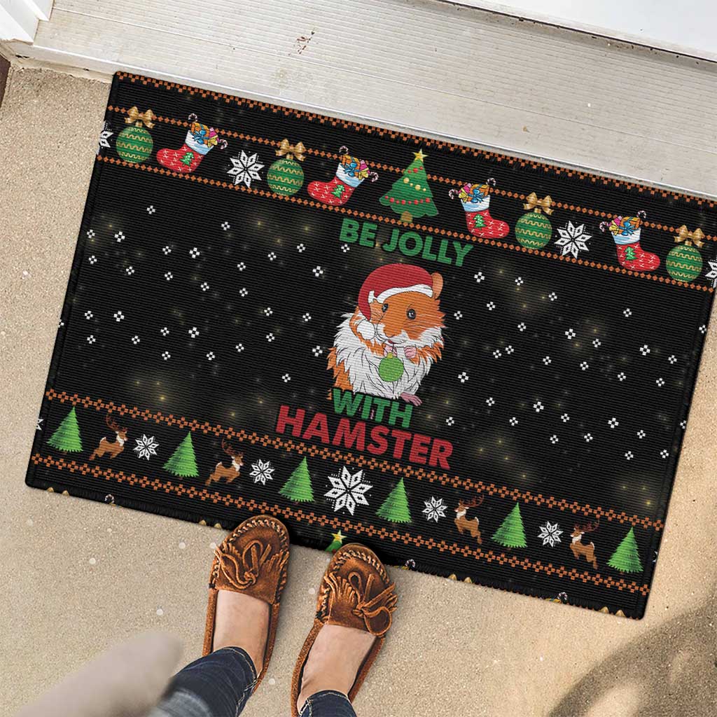 Merry Christmas Hamster Be Jolly Rubber Doormat DT04 - Wonder Print Shop