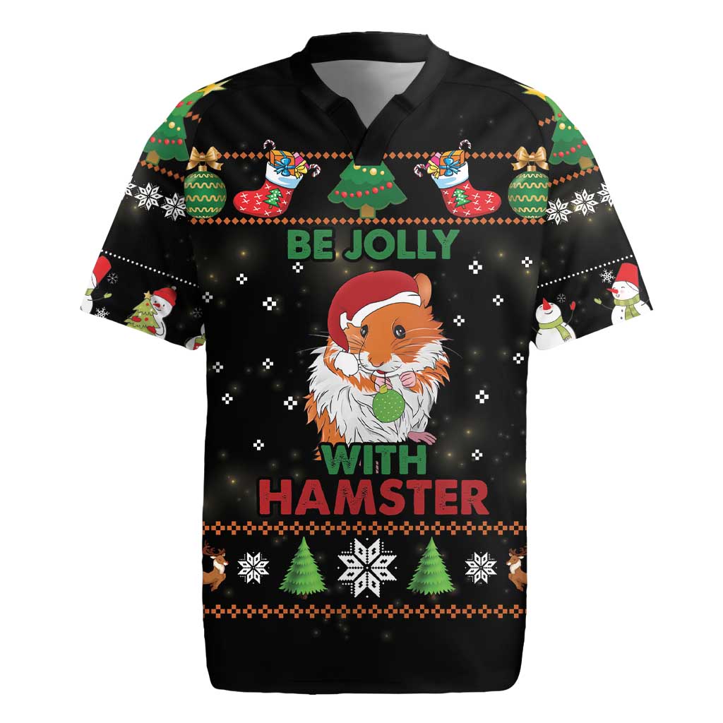 Merry Christmas Hamster Be Jolly Rugby Jersey DT04 - Wonder Print Shop