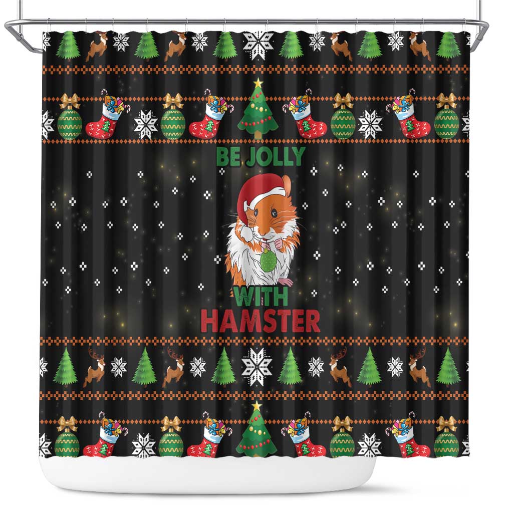 Merry Christmas Hamster Be Jolly Shower Curtain