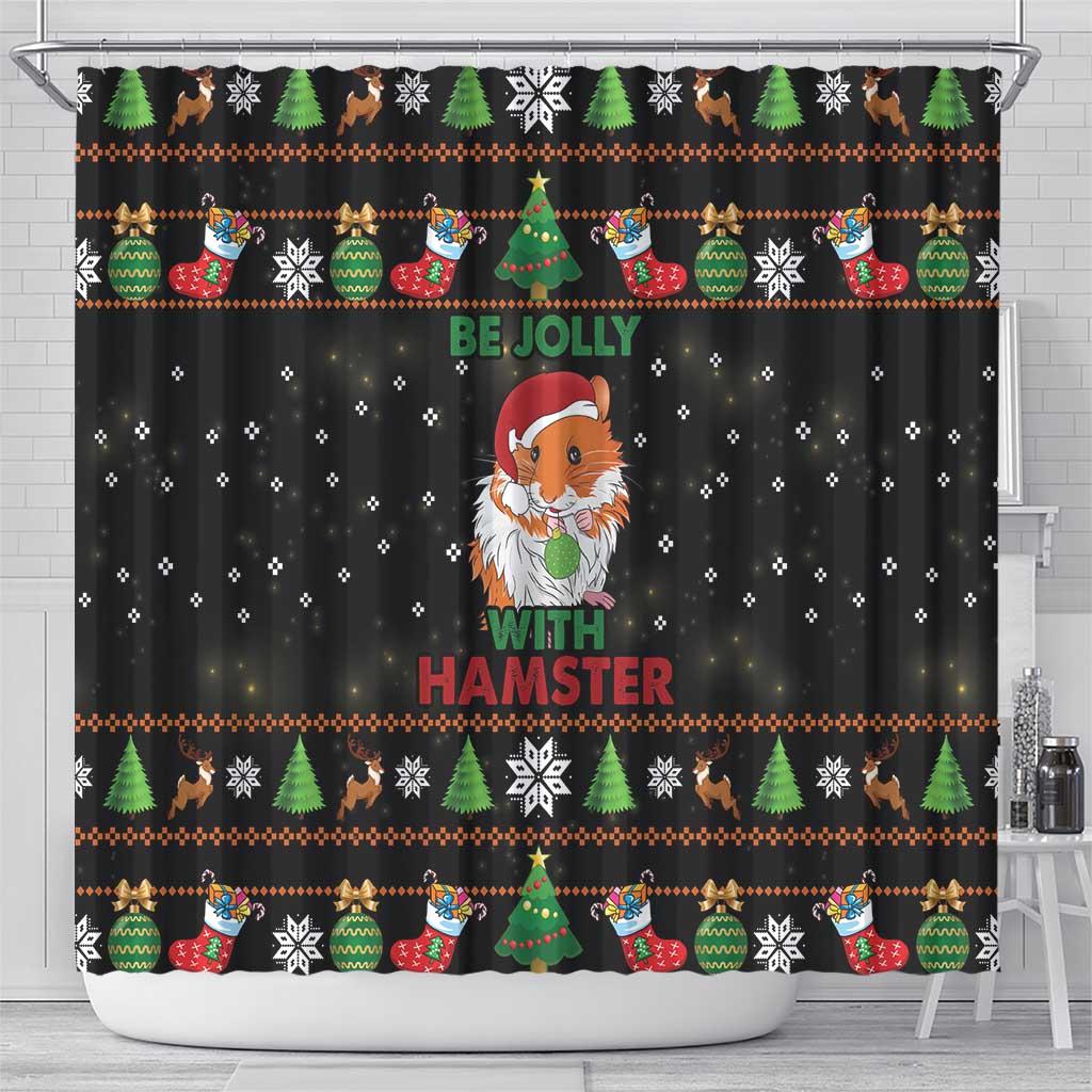 Merry Christmas Hamster Be Jolly Shower Curtain