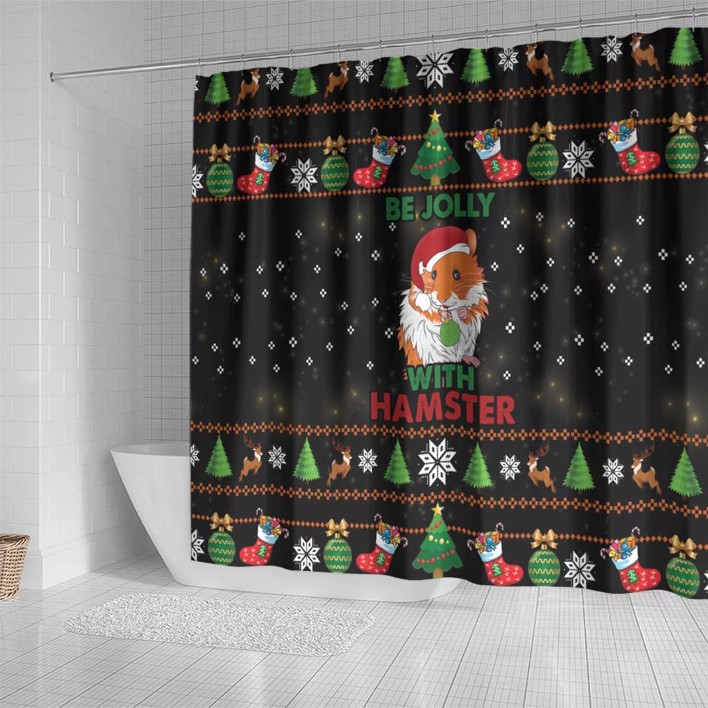 Merry Christmas Hamster Be Jolly Shower Curtain