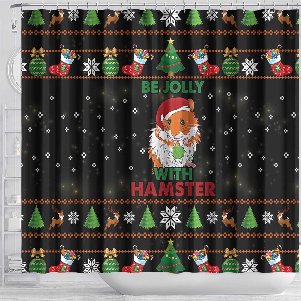 Merry Christmas Hamster Be Jolly Shower Curtain