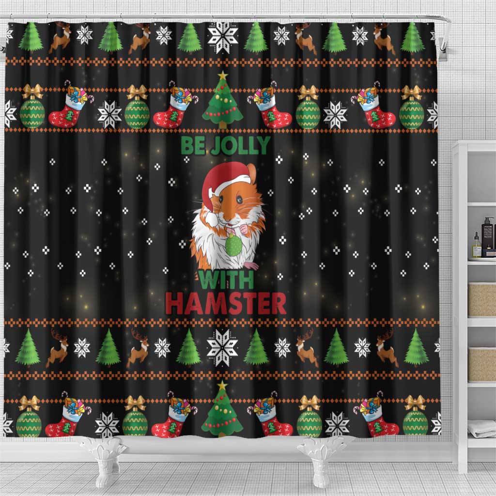 Merry Christmas Hamster Be Jolly Shower Curtain