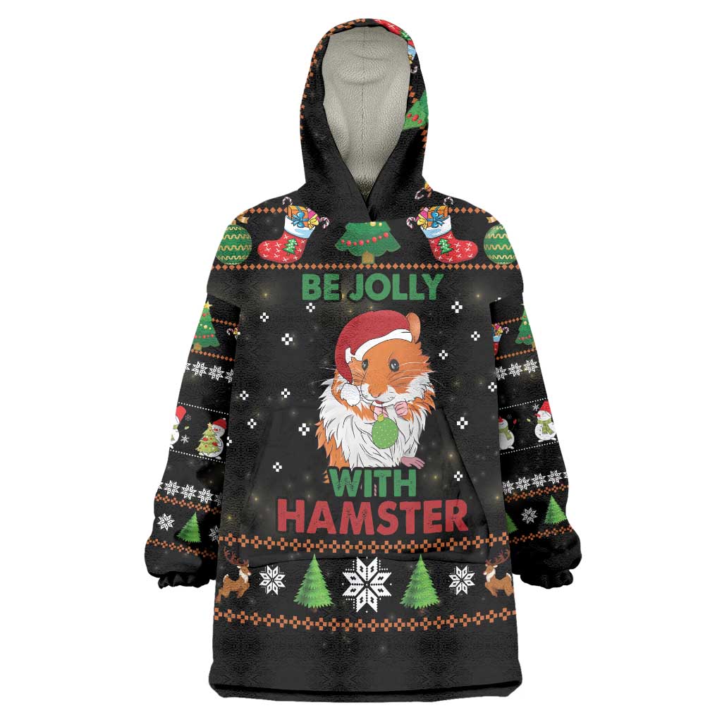 Merry Christmas Hamster Be Jolly Wearable Blanket Hoodie DT04 - Wonder Print Shop