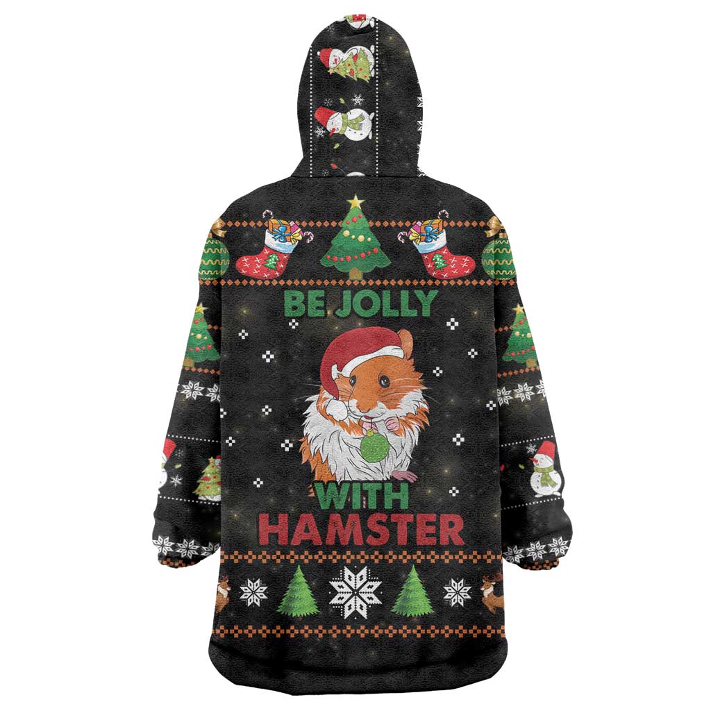 Merry Christmas Hamster Be Jolly Wearable Blanket Hoodie DT04 - Wonder Print Shop