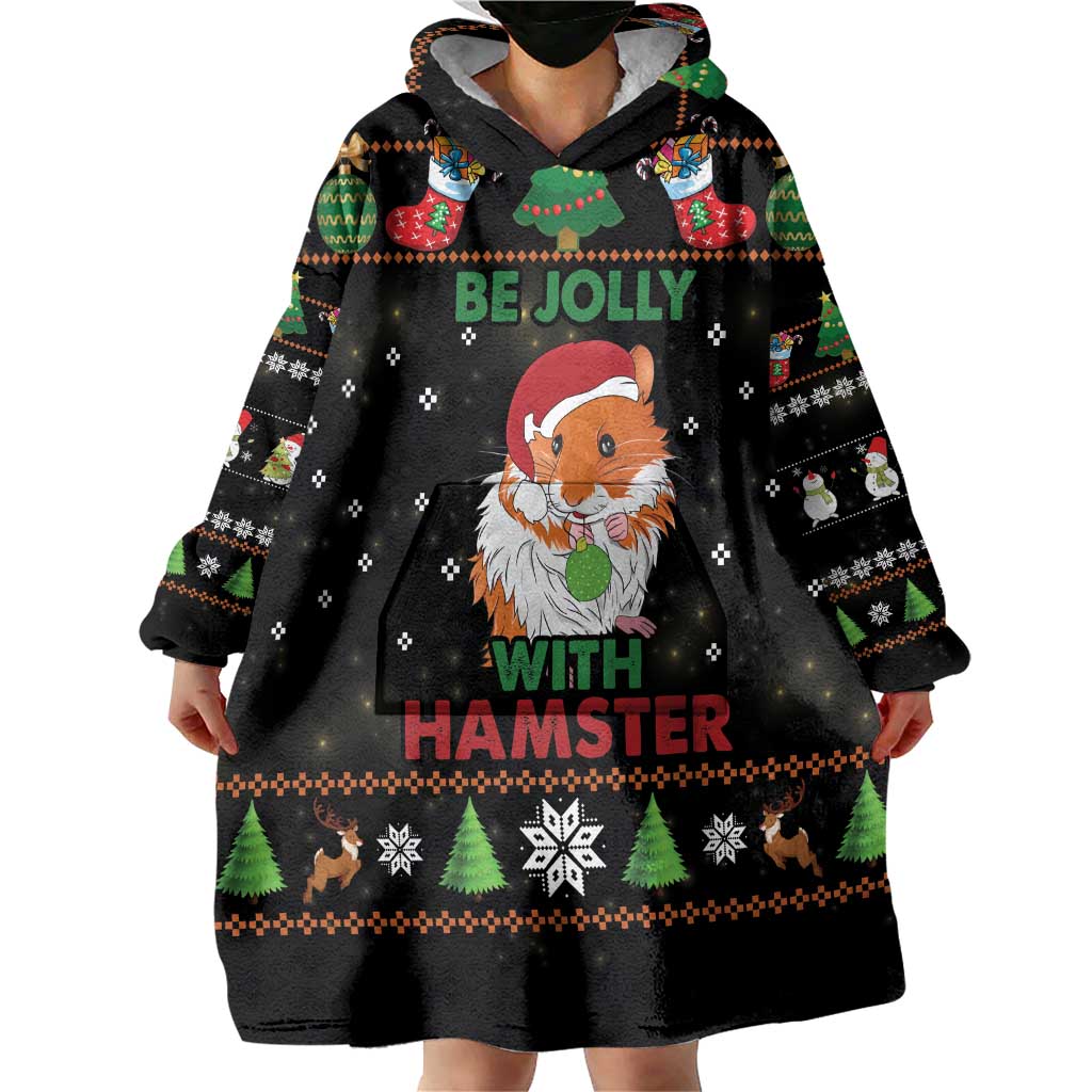 Merry Christmas Hamster Be Jolly Wearable Blanket Hoodie DT04 - Wonder Print Shop