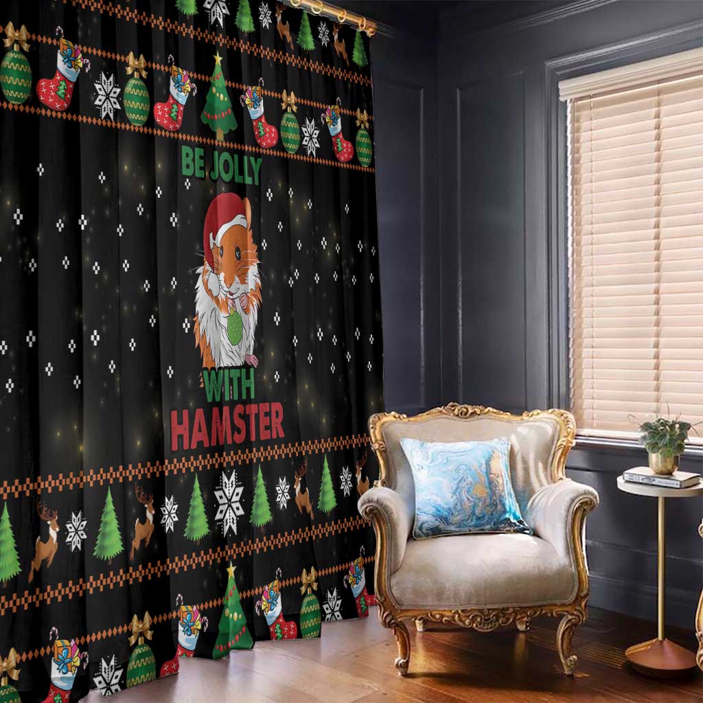 Merry Christmas Hamster Be Jolly Window Curtain DT04 - Wonder Print Shop