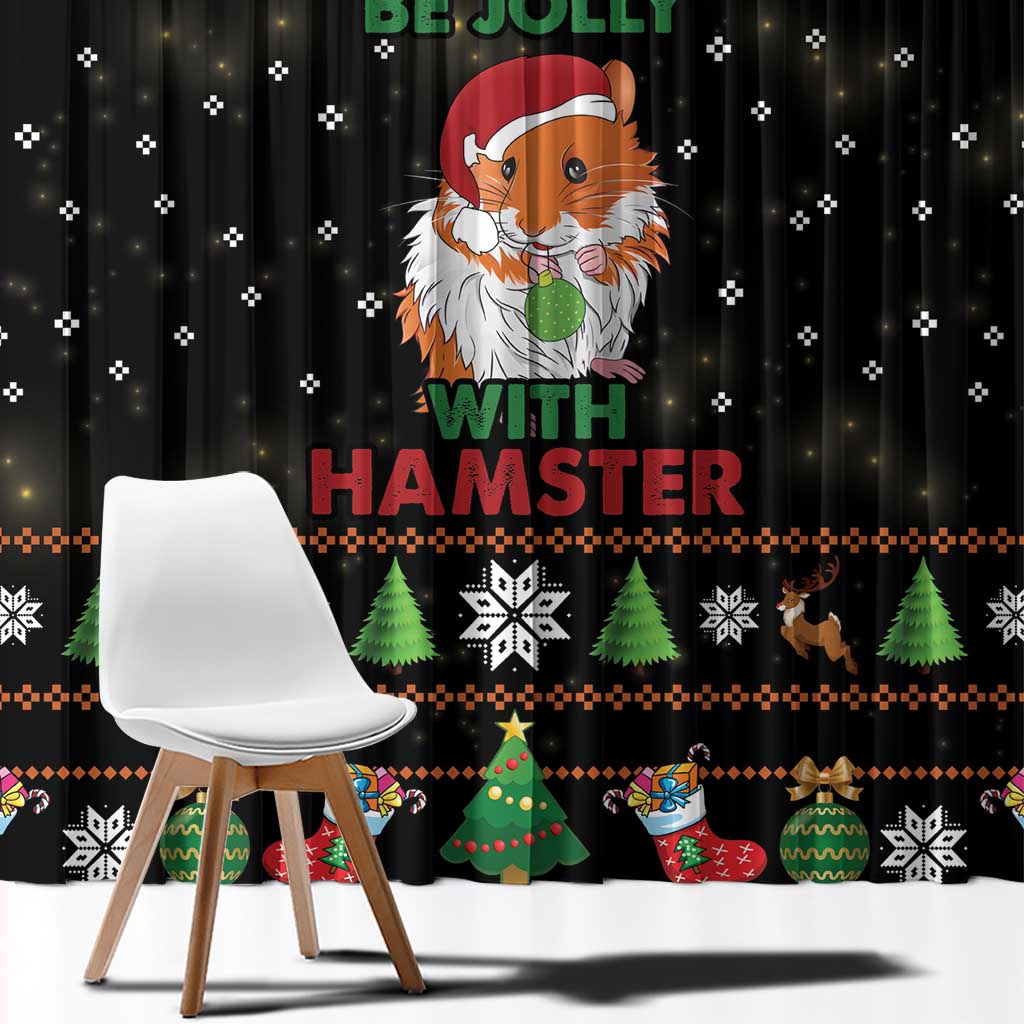 Merry Christmas Hamster Be Jolly Window Curtain DT04 - Wonder Print Shop