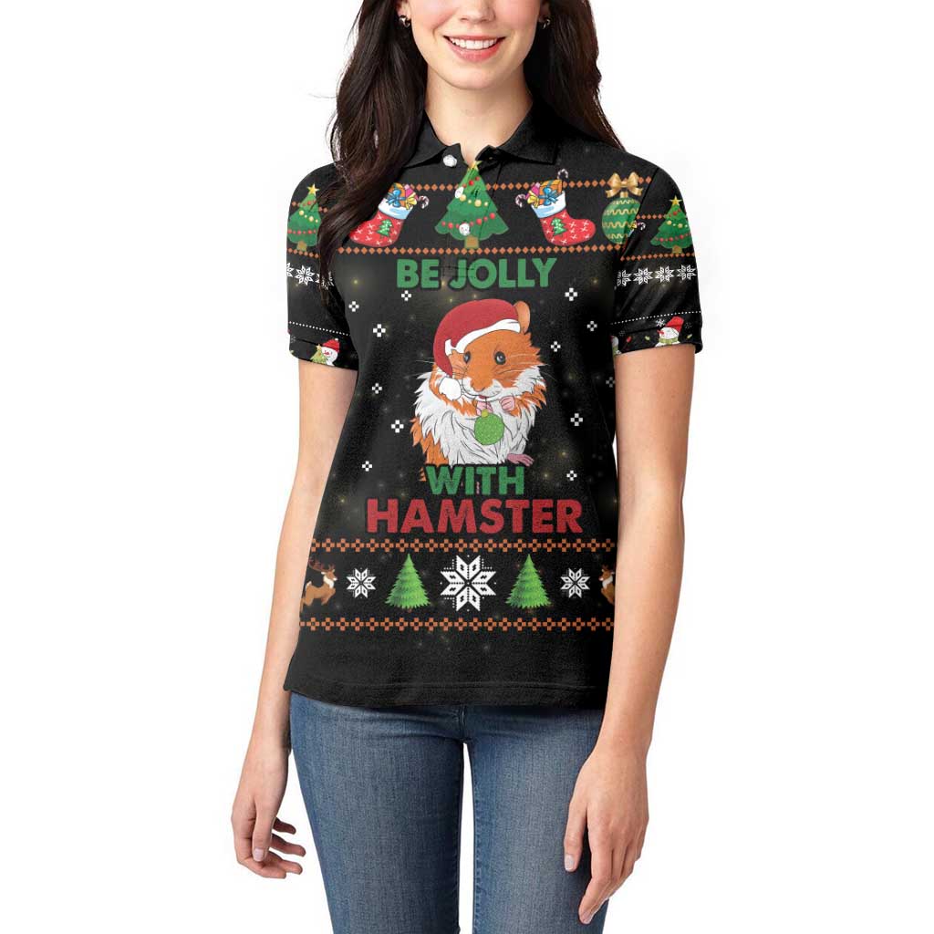 Merry Christmas Hamster Be Jolly Women Polo Shirt DT04 - Wonder Print Shop