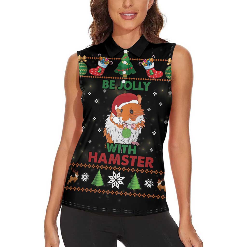 Merry Christmas Hamster Be Jolly Women Sleeveless Polo Shirt DT04 - Wonder Print Shop