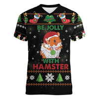 Merry Christmas Hamster Be Jolly Women V-Neck T-Shirt DT04 - Wonder Print Shop
