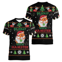Merry Christmas Hamster Be Jolly Women V-Neck T-Shirt DT04 - Wonder Print Shop