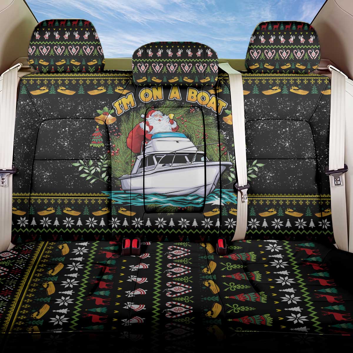 Santa On A Boat Back Car Seat Cover Christmas Gifts DT04 - Wonder Print Shop