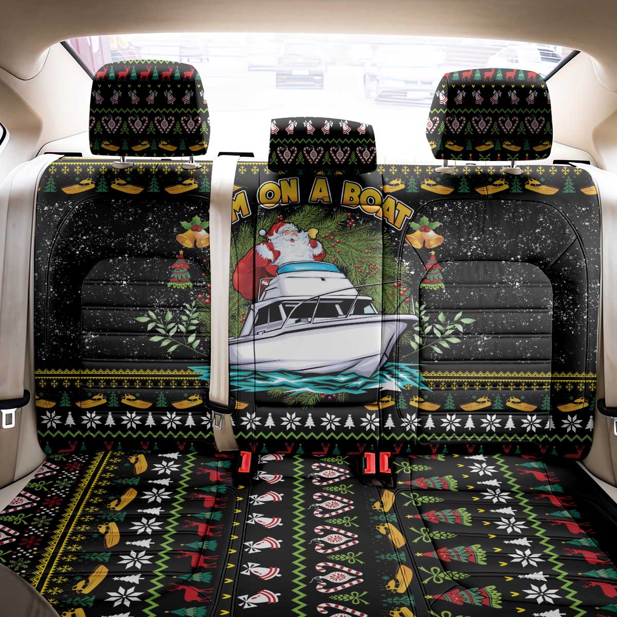 Santa On A Boat Back Car Seat Cover Christmas Gifts DT04 - Wonder Print Shop