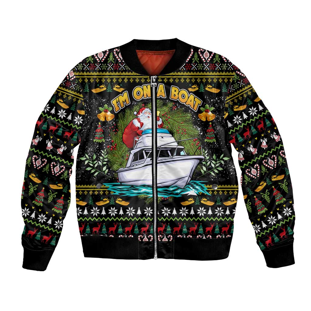 Santa On A Boat Bomber Jacket Christmas Gifts DT04 - Wonder Print Shop