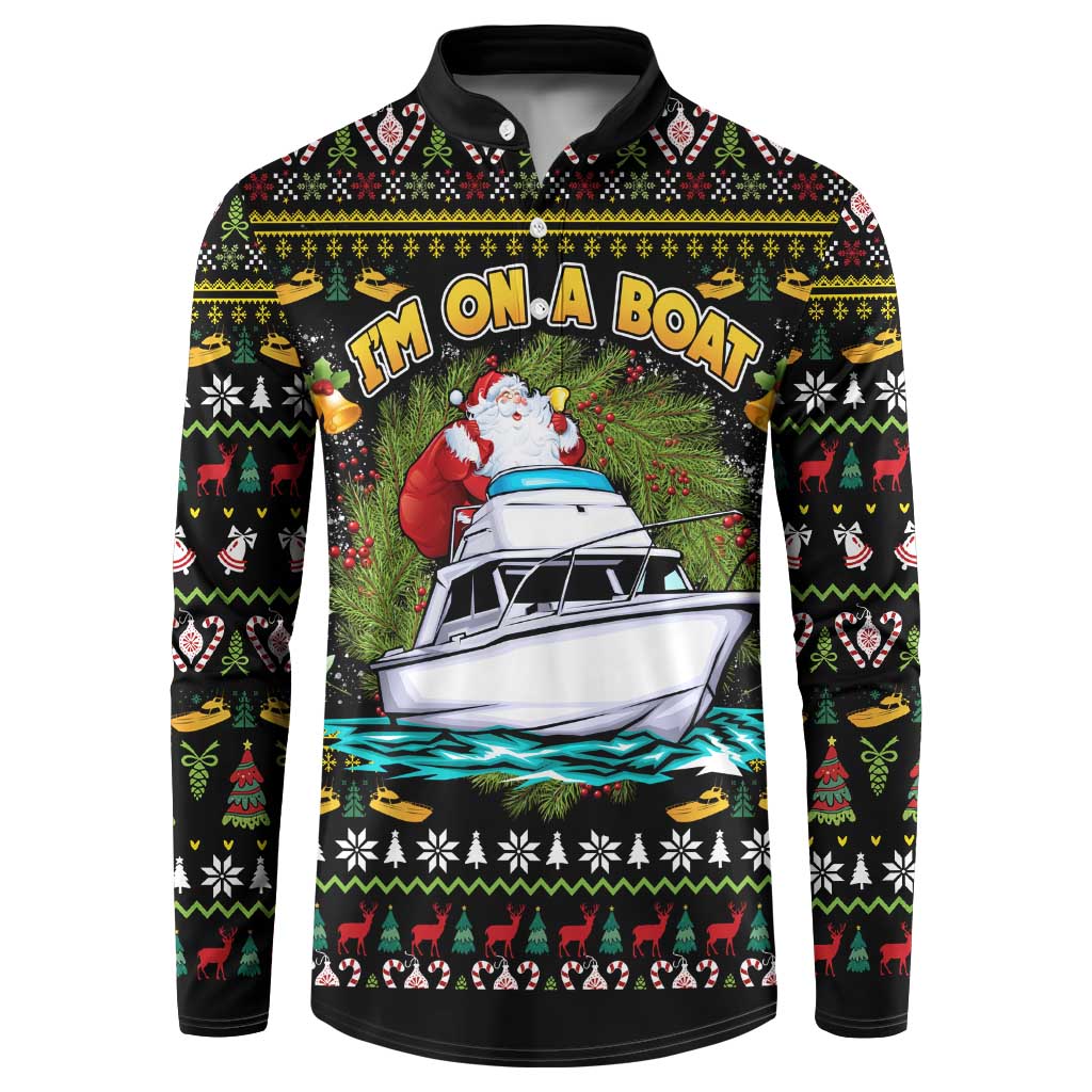 Santa On A Boat Button Sweatshirt Christmas Gifts DT04 - Wonder Print Shop