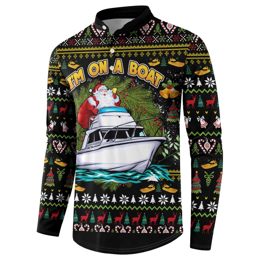 Santa On A Boat Button Sweatshirt Christmas Gifts DT04 - Wonder Print Shop