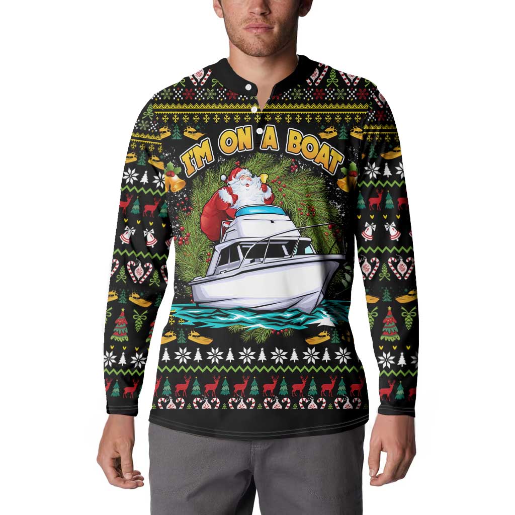 Santa On A Boat Button Sweatshirt Christmas Gifts DT04 - Wonder Print Shop