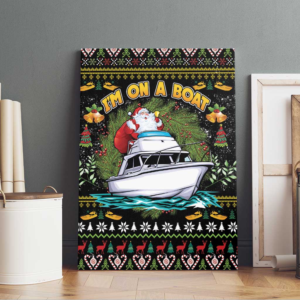 Santa On A Boat Canvas Wall Art Christmas Gifts DT04 - Wonder Print Shop