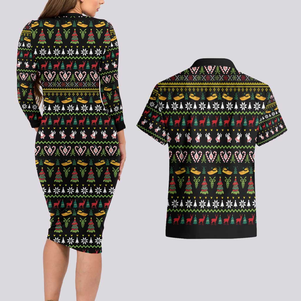 Santa On A Boat Couples Matching Long Sleeve Bodycon Dress and Hawaiian Shirt Christmas Gifts DT04 - Wonder Print Shop
