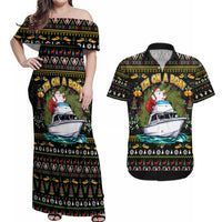 Santa On A Boat Couples Matching Off Shoulder Maxi Dress and Hawaiian Shirt Christmas Gifts DT04 - Wonder Print Shop