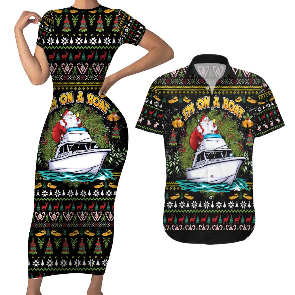 Santa On A Boat Couples Matching Short Sleeve Bodycon Dress and Hawaiian Shirt Christmas Gifts DT04 - Wonder Print Shop