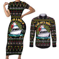 Santa On A Boat Couples Matching Short Sleeve Bodycon Dress and Long Sleeve Button Shirt Christmas Gifts DT04 - Wonder Print Shop