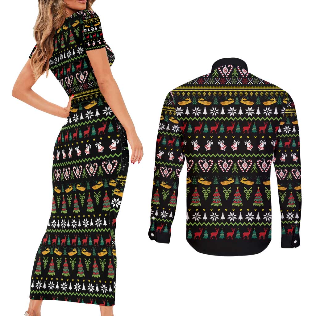 Santa On A Boat Couples Matching Short Sleeve Bodycon Dress and Long Sleeve Button Shirt Christmas Gifts DT04 - Wonder Print Shop