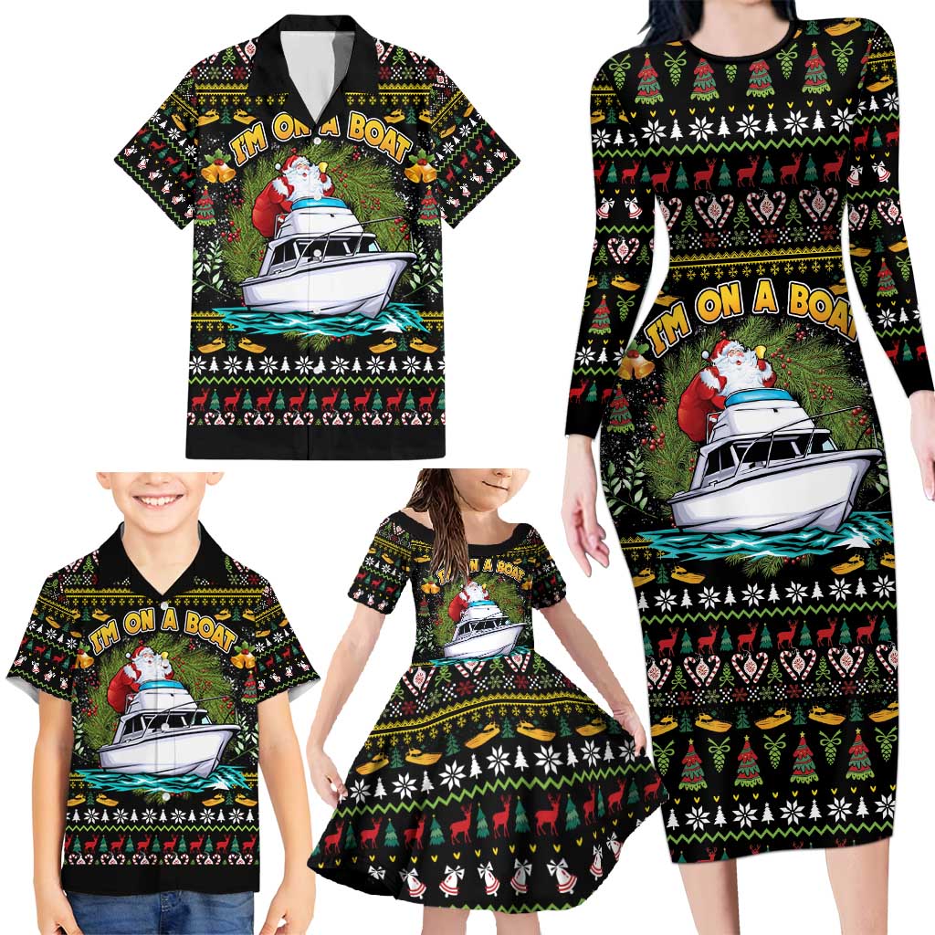 Santa On A Boat Family Matching Long Sleeve Bodycon Dress and Hawaiian Shirt Christmas Gifts DT04 - Wonder Print Shop