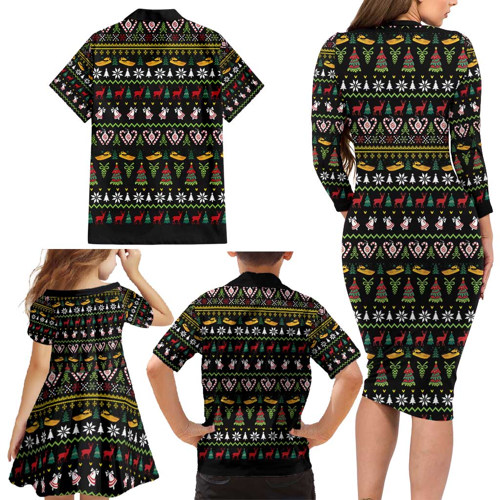 Santa On A Boat Family Matching Long Sleeve Bodycon Dress and Hawaiian Shirt Christmas Gifts DT04 - Wonder Print Shop