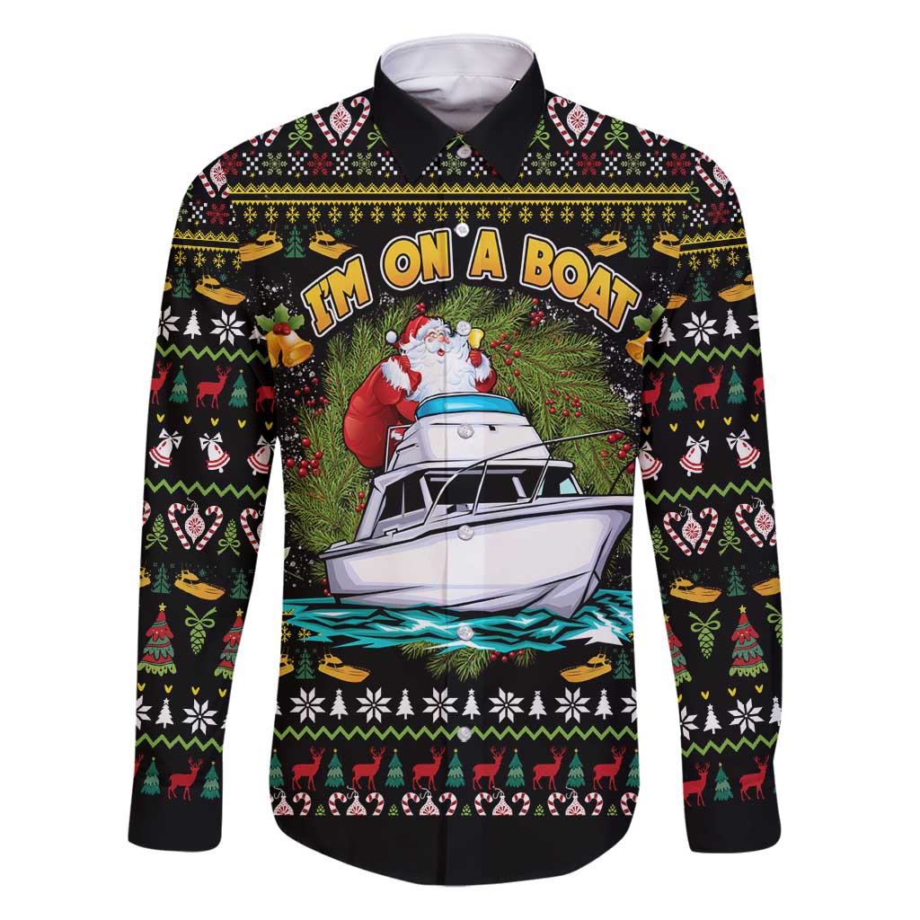 Santa On A Boat Family Matching Long Sleeve Bodycon Dress and Hawaiian Shirt Christmas Gifts DT04 - Wonder Print Shop