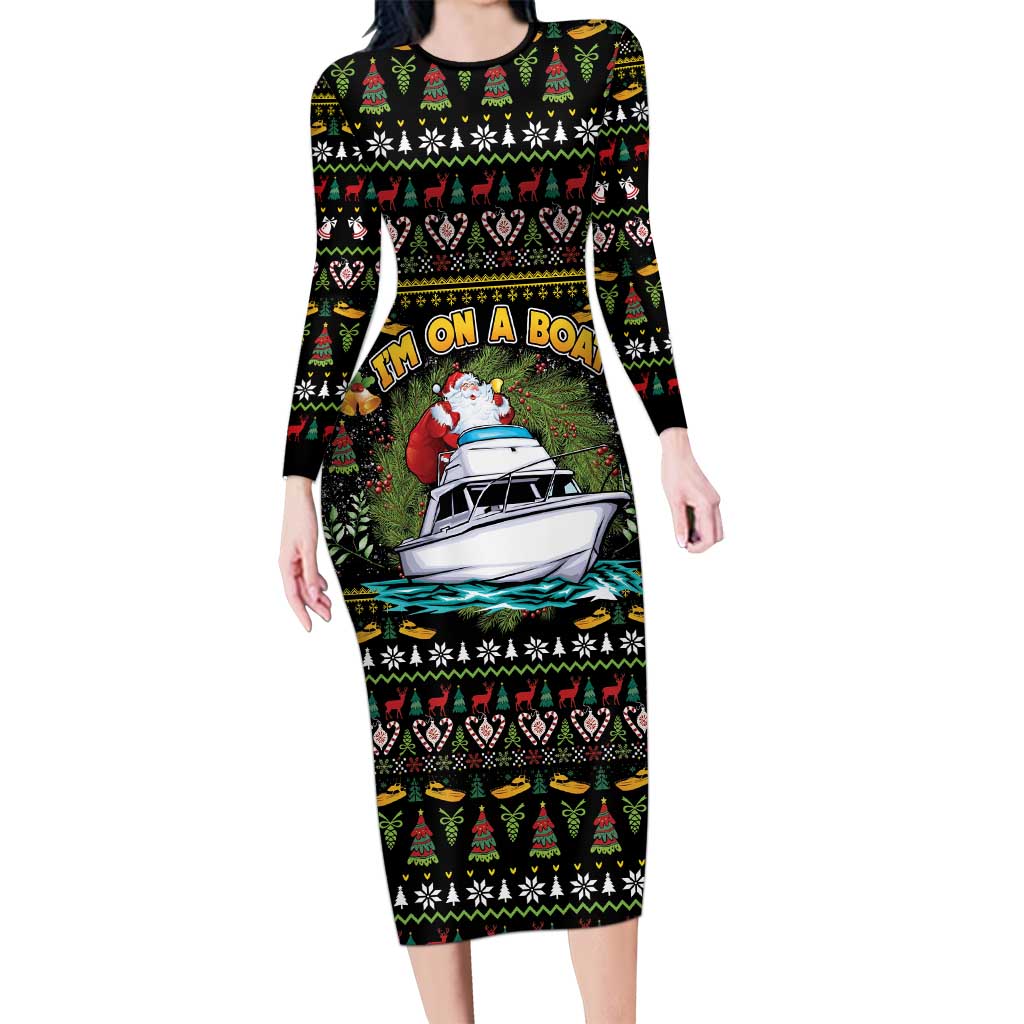 Santa On A Boat Family Matching Long Sleeve Bodycon Dress and Hawaiian Shirt Christmas Gifts DT04 - Wonder Print Shop