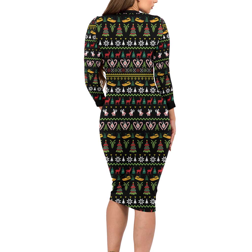 Santa On A Boat Family Matching Long Sleeve Bodycon Dress and Hawaiian Shirt Christmas Gifts DT04 - Wonder Print Shop