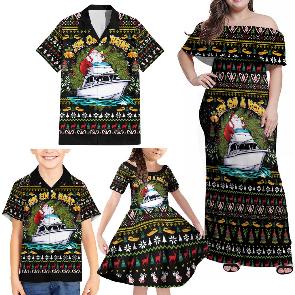 Santa On A Boat Family Matching Off Shoulder Maxi Dress and Hawaiian Shirt Christmas Gifts DT04 - Wonder Print Shop