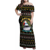 Santa On A Boat Family Matching Off Shoulder Maxi Dress and Hawaiian Shirt Christmas Gifts DT04 - Wonder Print Shop