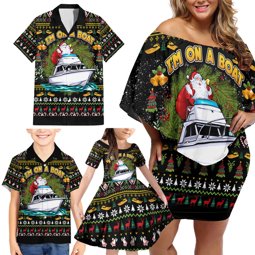 Santa On A Boat Family Matching Off Shoulder Short Dress and Hawaiian Shirt Christmas Gifts DT04 - Wonder Print Shop
