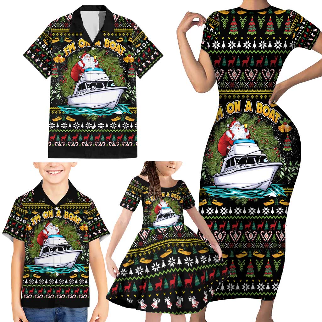 Santa On A Boat Family Matching Short Sleeve Bodycon Dress and Hawaiian Shirt Christmas Gifts DT04 - Wonder Print Shop