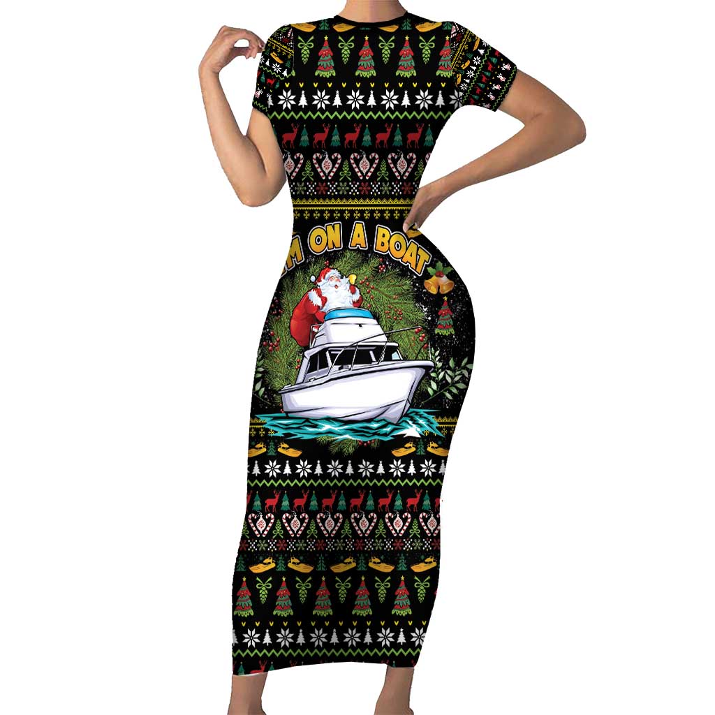 Santa On A Boat Family Matching Short Sleeve Bodycon Dress and Hawaiian Shirt Christmas Gifts DT04 - Wonder Print Shop
