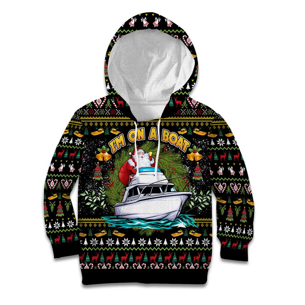Santa On A Boat Kid Hoodie Christmas Gifts DT04 - Wonder Print Shop