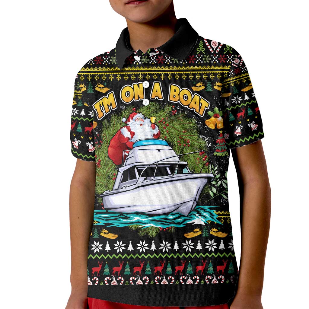 Santa On A Boat Kid Polo Shirt Christmas Gifts DT04 - Wonder Print Shop
