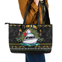 Santa On A Boat Leather Tote Bag Christmas Gifts DT04 - Wonder Print Shop