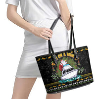 Santa On A Boat Leather Tote Bag Christmas Gifts DT04 - Wonder Print Shop