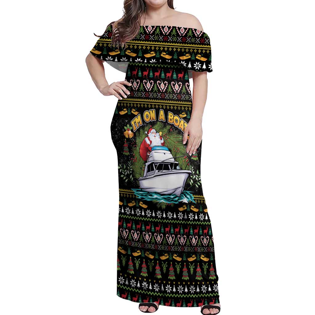 Santa On A Boat Off Shoulder Maxi Dress Christmas Gifts DT04 - Wonder Print Shop