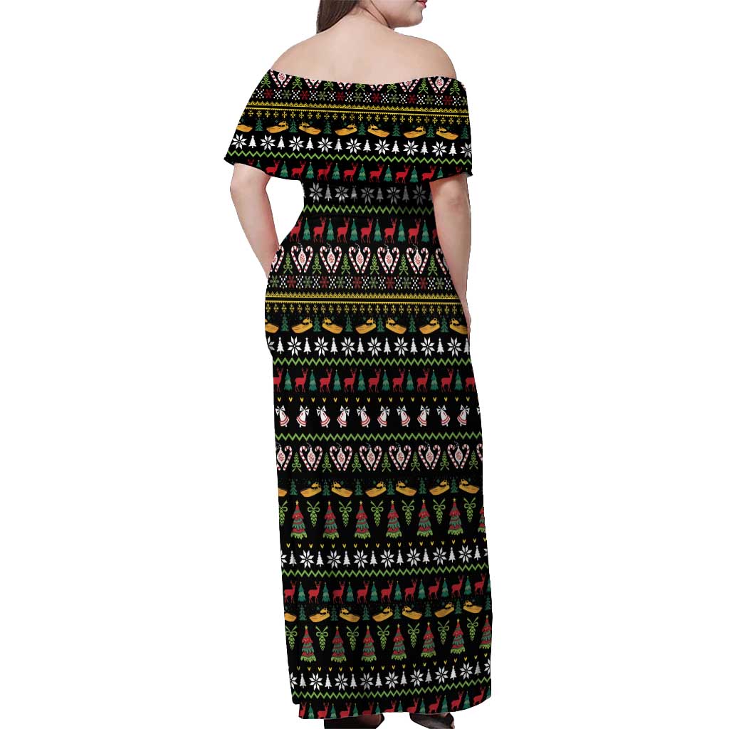 Santa On A Boat Off Shoulder Maxi Dress Christmas Gifts DT04 - Wonder Print Shop