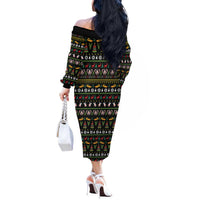Santa On A Boat Off The Shoulder Long Sleeve Dress Christmas Gifts DT04 - Wonder Print Shop